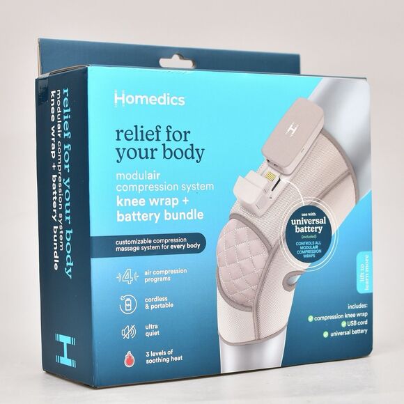 HOMEDICS MODULAIR COMPRESSION SYSTEM PAIN RELIEF KNEE WRAP HEAT CORDLESS BATTERY - Picture 1 of 4